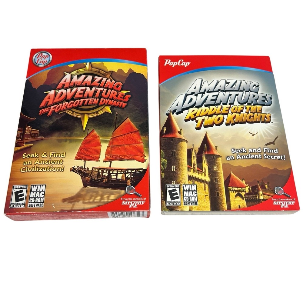 Pop Cap Amazing Adventures Lot Of 2 PC Hidden Object Puzzle Computer Games‎